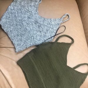 Gray and green crop tops